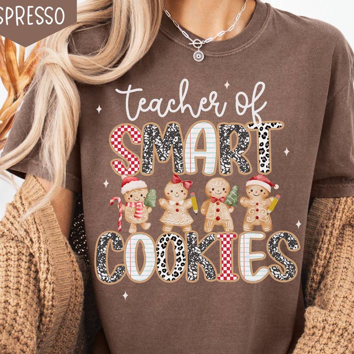 Glaime - Wholesale T-shirt (graphic) – women's - Comfort Colors Holiday Teacher Shirt, Christmas Sweater3