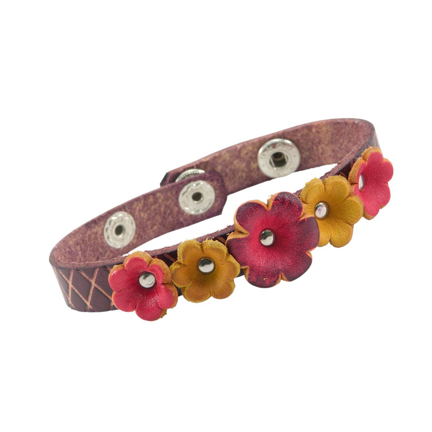 Sunflower Handmade leather inc - Wholesale Bangle Bracelet - Handmade Leather Flower Bracelet - BR0163