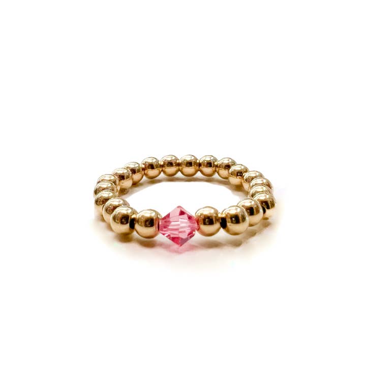 October Birthstone Beaded Stretch Ring for wholesale by Kinj Collective