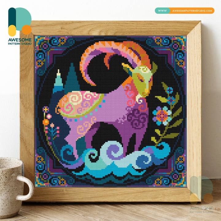 DS126-120x120 Capricorn, Diamond Painting Kit for wholesale by Awesome Pattern Studio