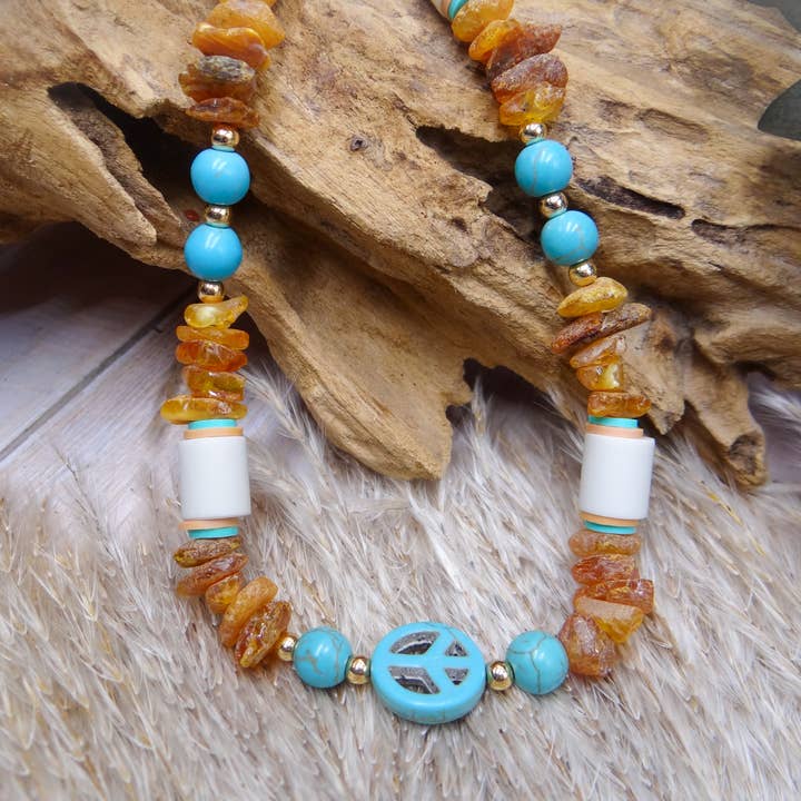 EM-Keramik & Bernstein Halsband/Halskette für den Großhandel von Gefleckte Manufaktur