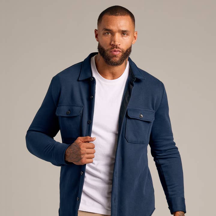 Navy Fleece Shirt Jacket for wholesale by True Classic