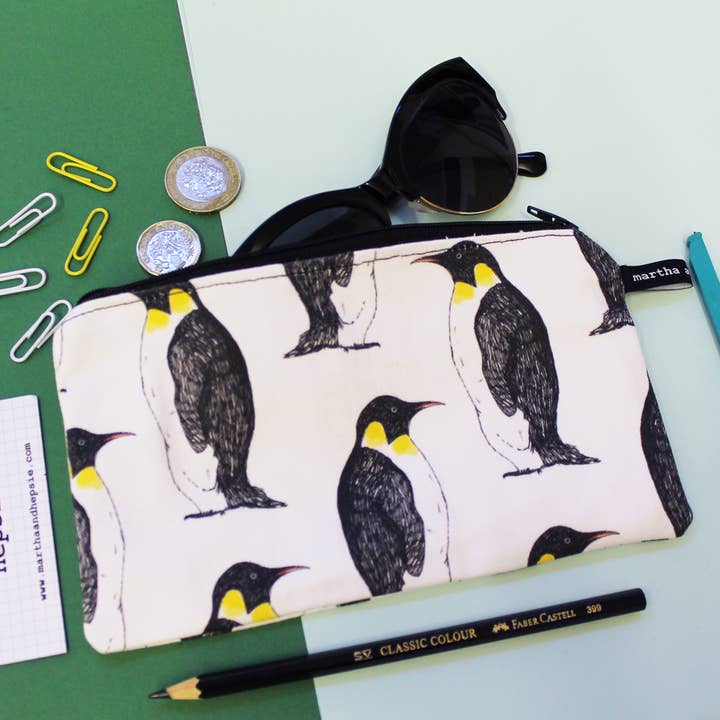 Penguin Pencil Case- Cosmetics Bag for wholesale by martha and hepsie ltd