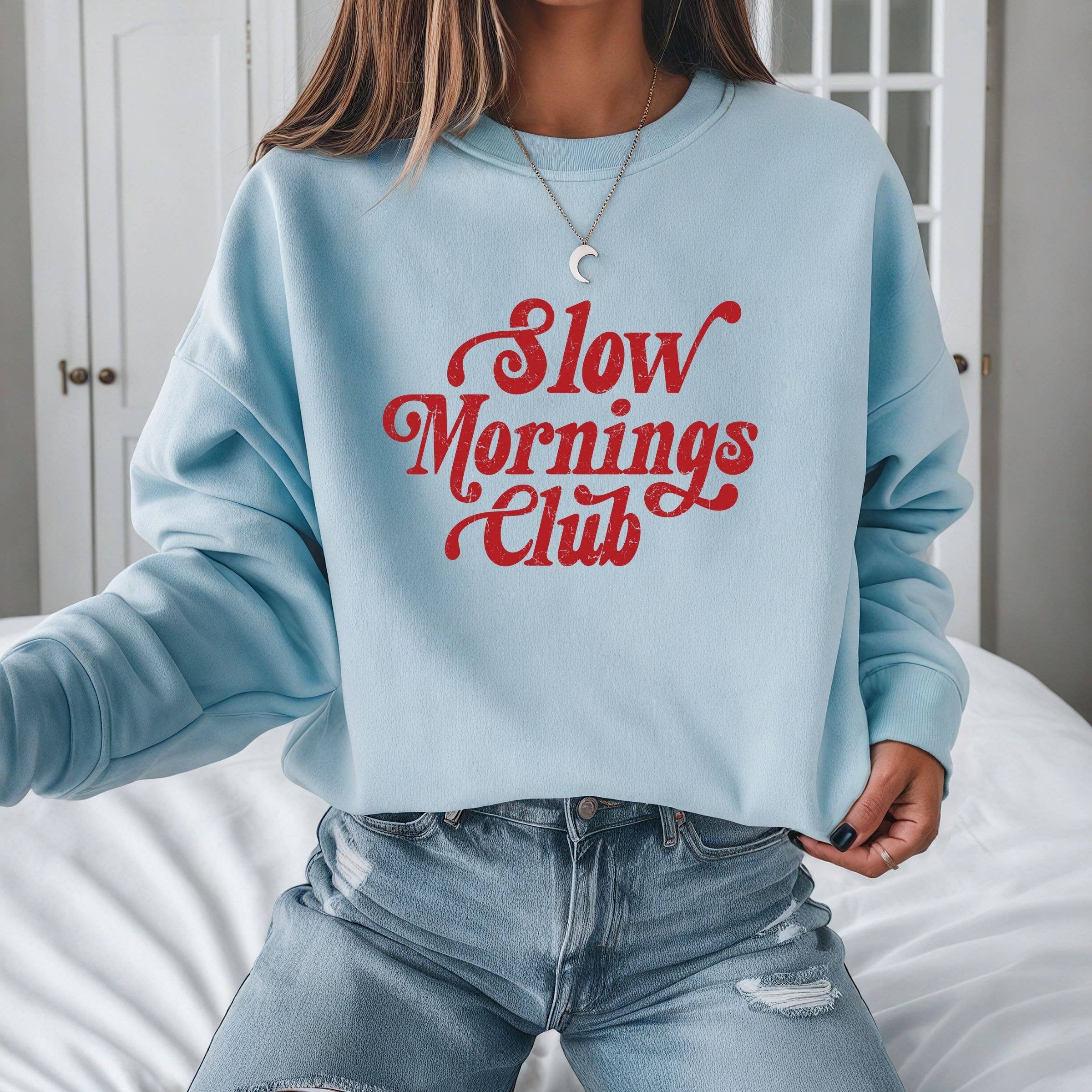 Wholehearted Motherhood and Co. - Wholesale Graphic Sweatshirt - Women's - Slow Mornings Club Graphic Sweatshirt - Motherhood Graphic2