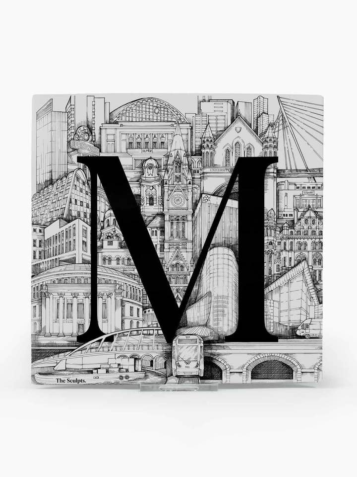 Letra M de los cuadros de Manchester - Manchester para venta al por mayor de The Sculpts
