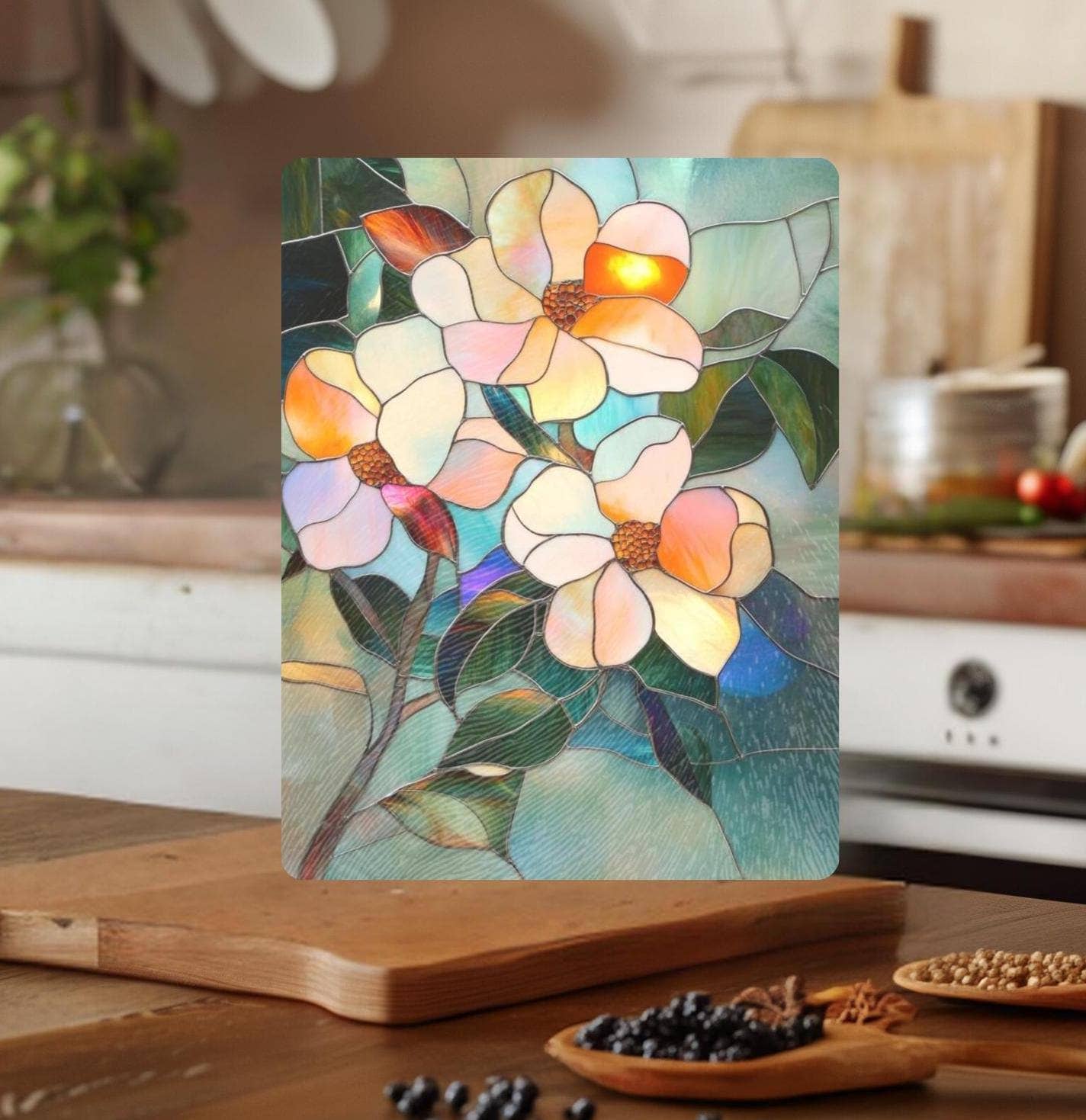 Fernville Creations - Wholesale Cutting Board - Imitation Stained Glass Flower Charcuterie Serving Tray9