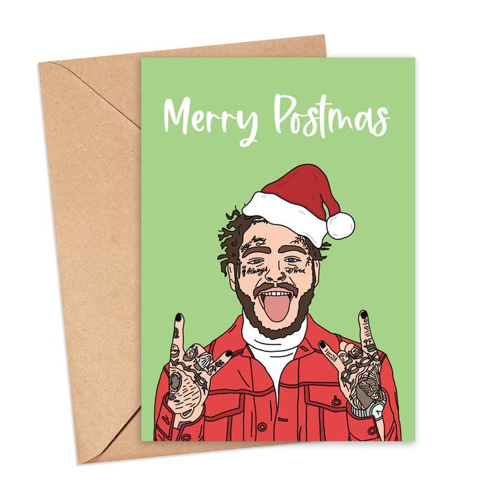 Post Malone Christmas Card for wholesale by Saucy Avocado