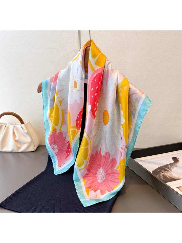 Scarvii - Floral Citrus Print Square Scarf for wholesale by Funkyrel® Atzbranding Limited