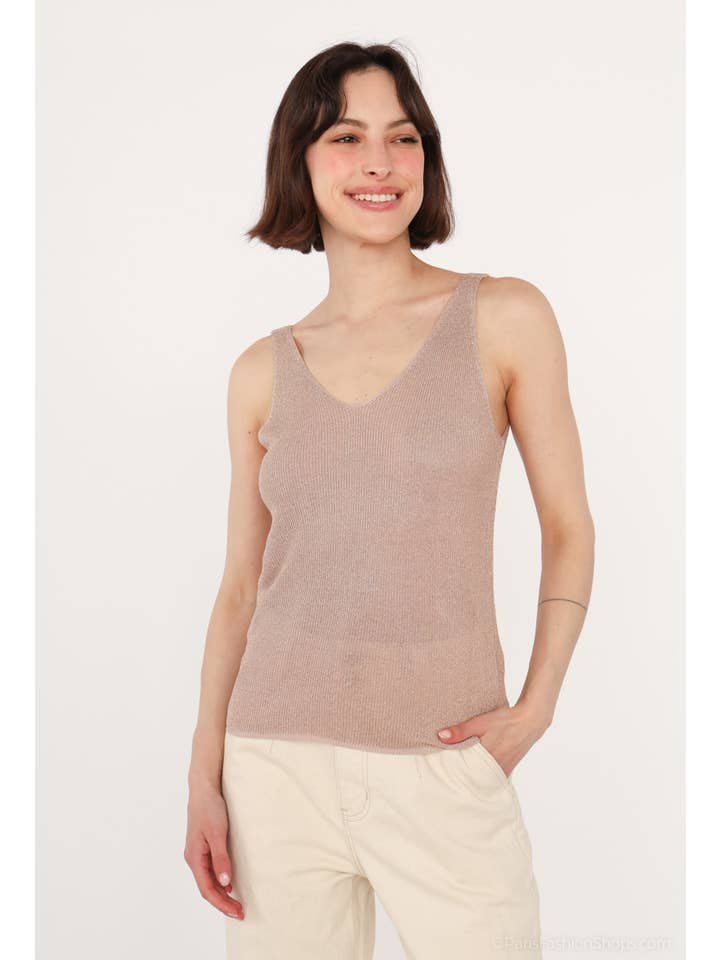 Attrait Paris - Wholesale Tank Top - Women's - Lurex V-neck tank top6