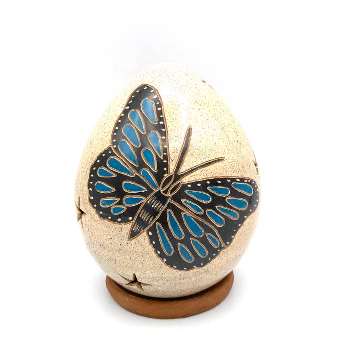 Women of the Cloud Forest - Wholesale Decorative Tabletop Object - Monarch/Blue Morpho Butterfly Luminary1