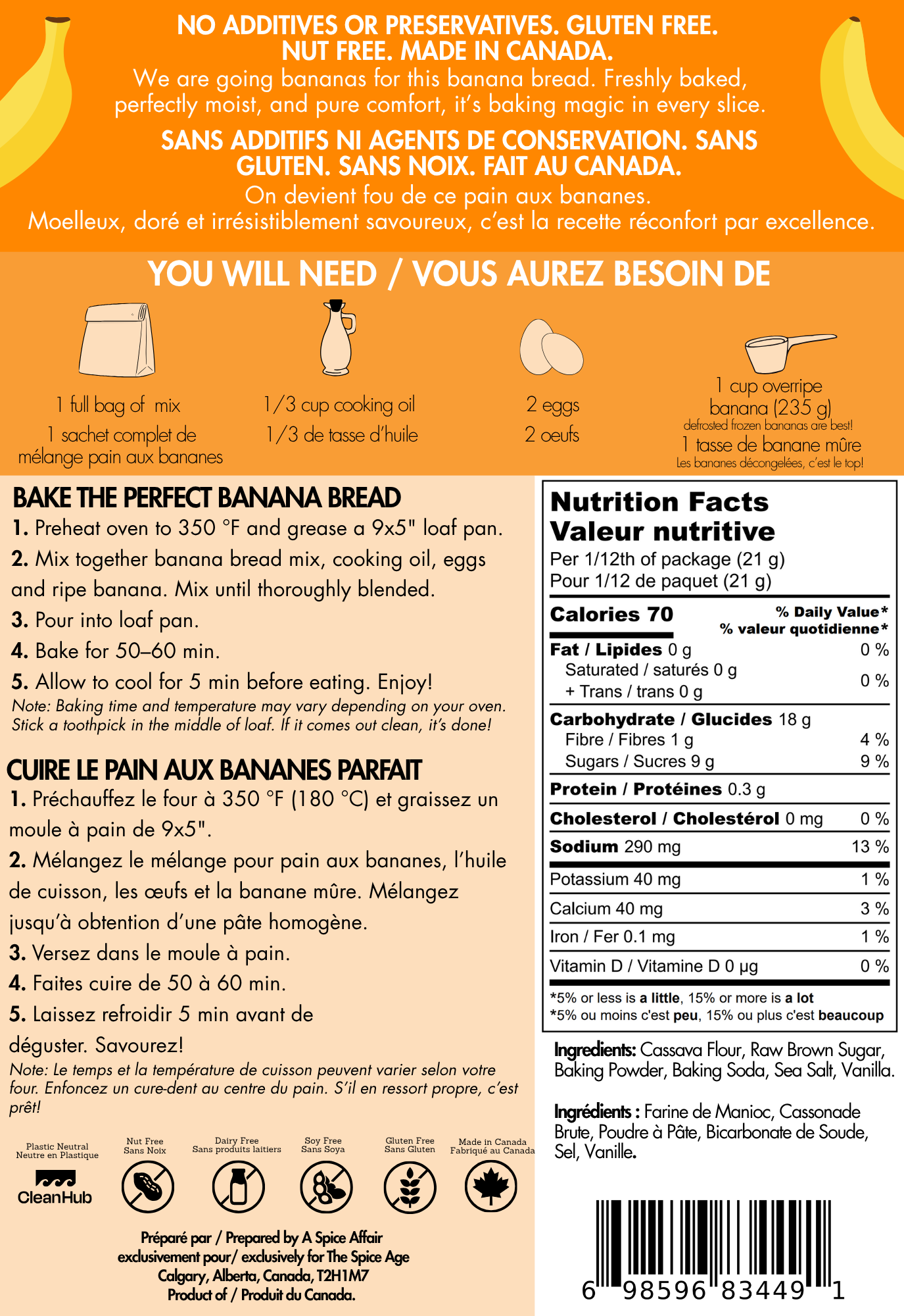 The Spice Age - Wholesale Bread Mix - Bananarama Banana Bread Mix - Gluten Free1