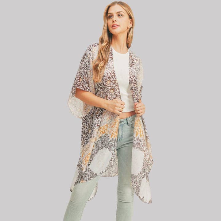 JOIA ACCESSORIES - Wholesale Kimono - Women's - 2228104 ALL OVER MIXED PRINT KIMONO