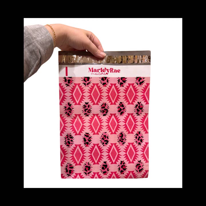 Marley Rae Mailers - Wholesale Envelopes - 10x13 Premium Poly Mailer- Pink Aztec Leopard1