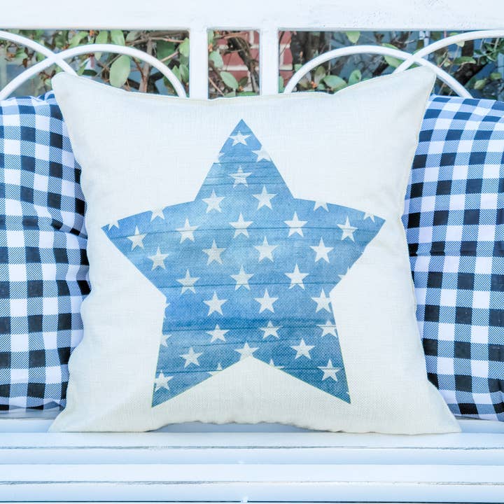Blue Star Pillow Cover for wholesale by Go Charlotte