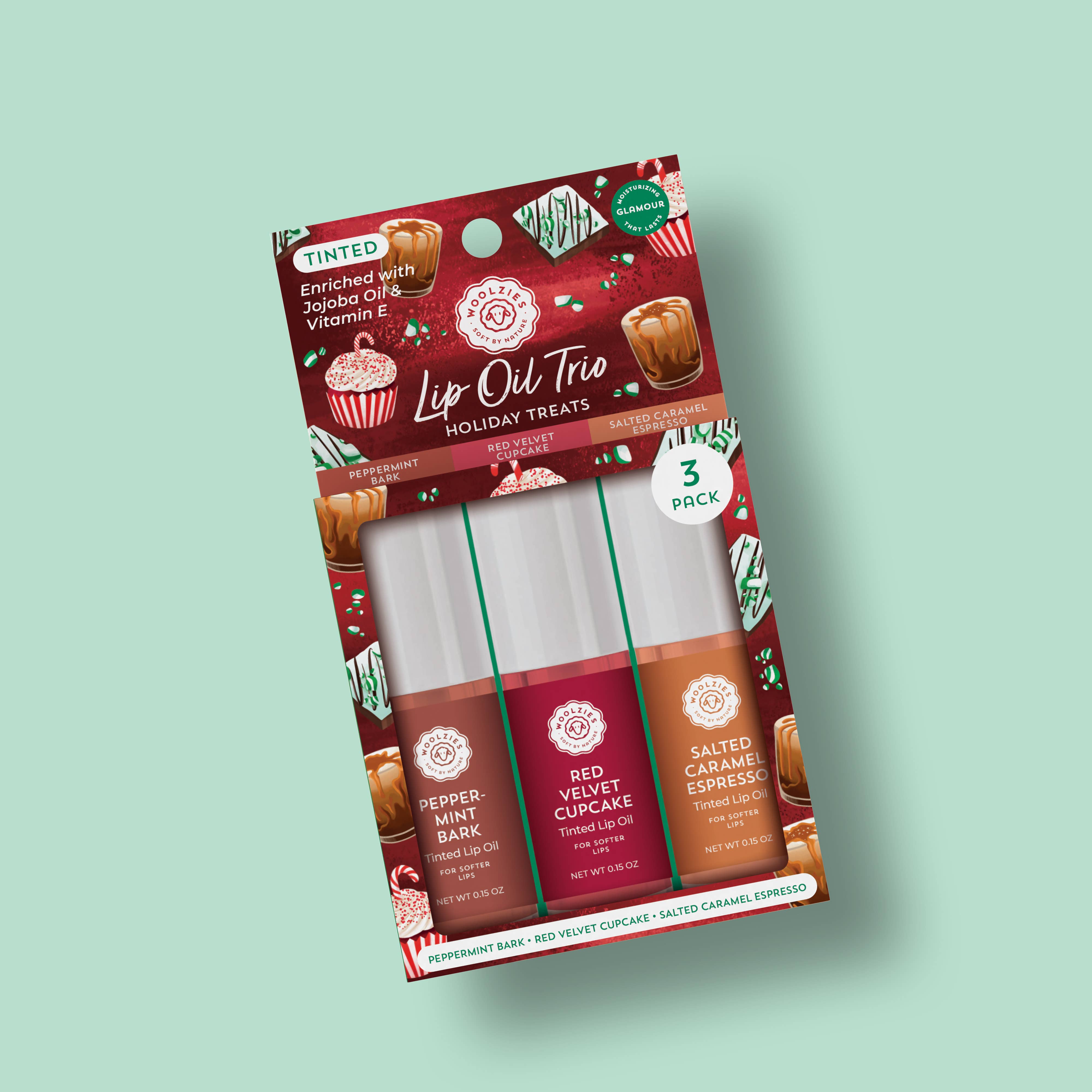 Woolzies - Wholesale Lip Gloss - Tinted Lip Oil Trio – Holiday Treats1