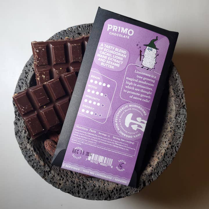 PRIMO BOTANICA CHOCOLATE - Wholesale Chocolate Bar - LIONSMANE + SESAME CHOCOLATE BAR2