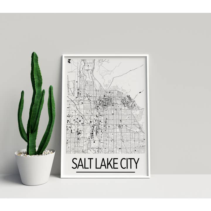 8" x 10" Salt Lake City Map Print - Art Deco Style for wholesale by ILIKEMAPS