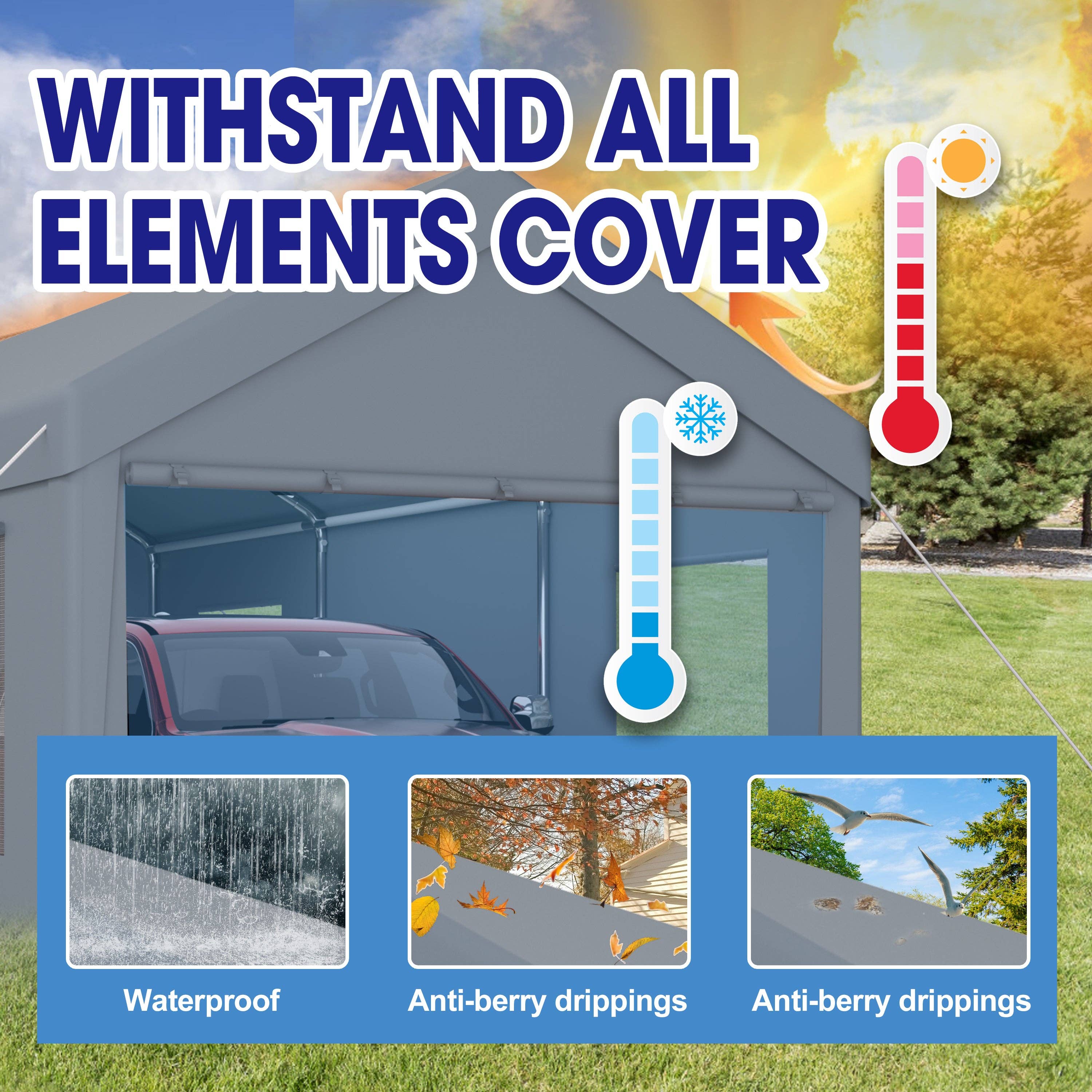 39F Inc. - Wholesale Tent - 10x20ft Heavy Duty Portable Carport Garage with Doors, Grey4