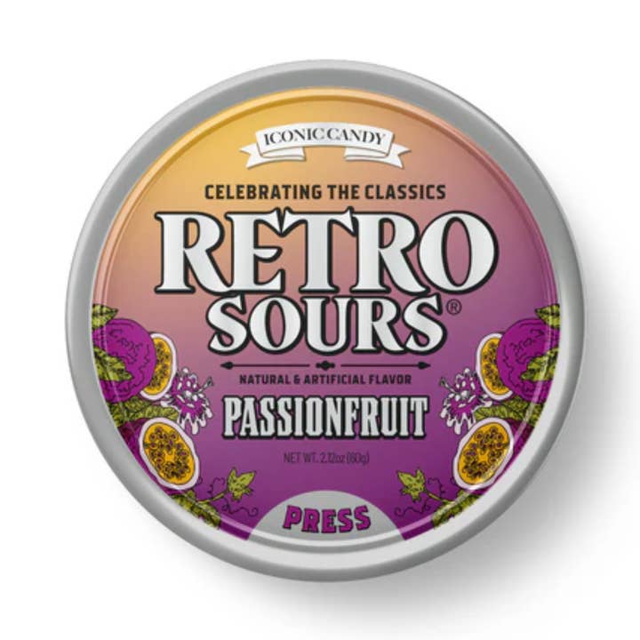 Bonbons Durs Rétro Sours Fruit de la Passion 2,12oz - 8ct pour la vente par I Got Your Candy