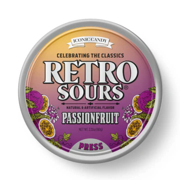 Retro Sours Passion Fruit Hard Candy 2.12oz - 8ct for wholesale by I Got Your Candy