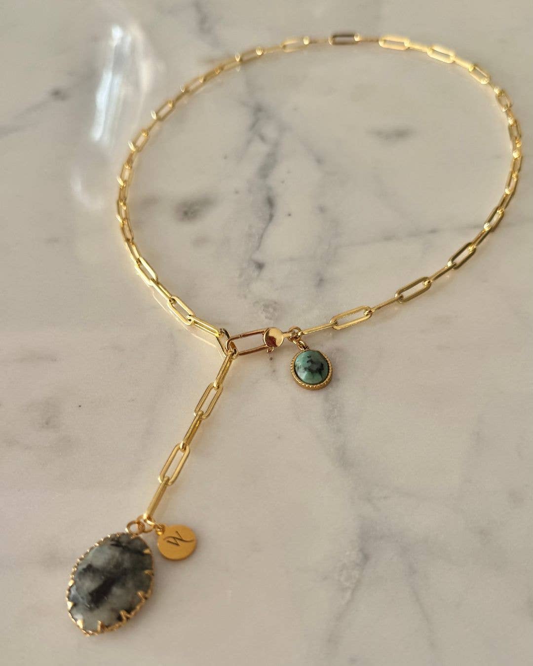 WILYMI Jewelry Co - Wholesale Pendant/Charm Necklace - Labradorite & Ruby Zoisite Necklace | 18k Gold Filled 10