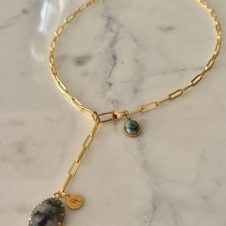 WILYMI Jewelry Co - Wholesale Pendant/Charm Necklace - Labradorite & Ruby Zoisite Necklace | 18k Gold Filled 10