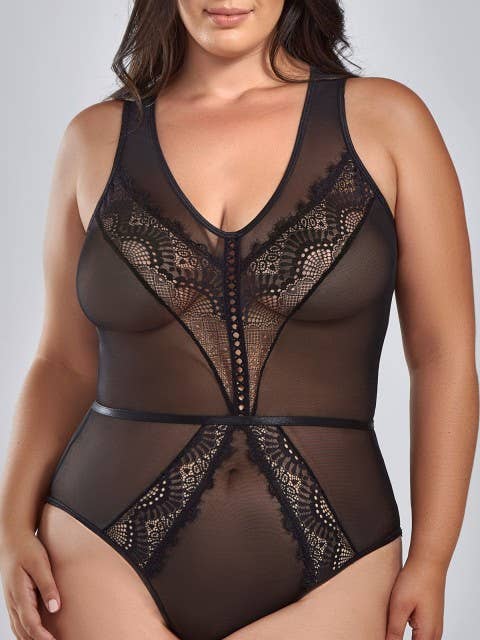 Madison plus Size lace and Mesh Bodysuit for wholesale by iCollection