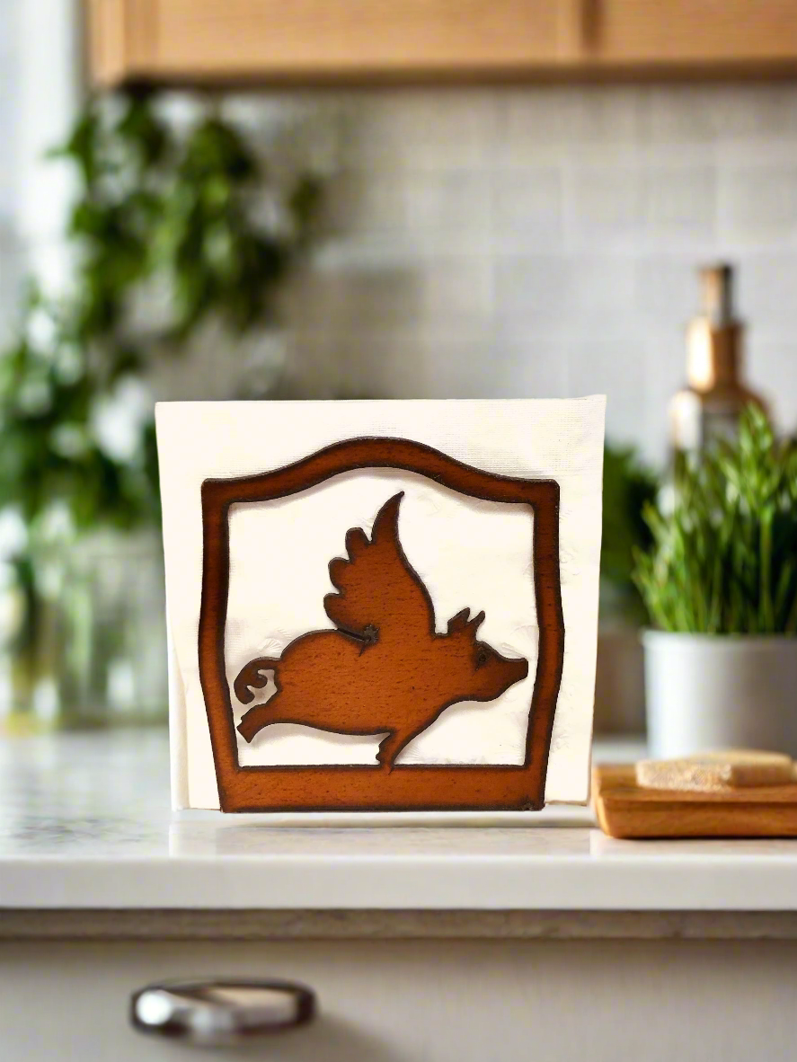 Universal Ironworks USA - Wholesale Napkin Holder - Flying Pig Whimsical Napkin Holder0