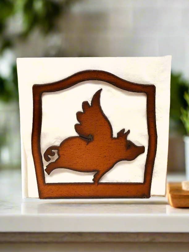 Flying Pig Whimsical Napkin Holder for wholesale by Universal Ironworks USA