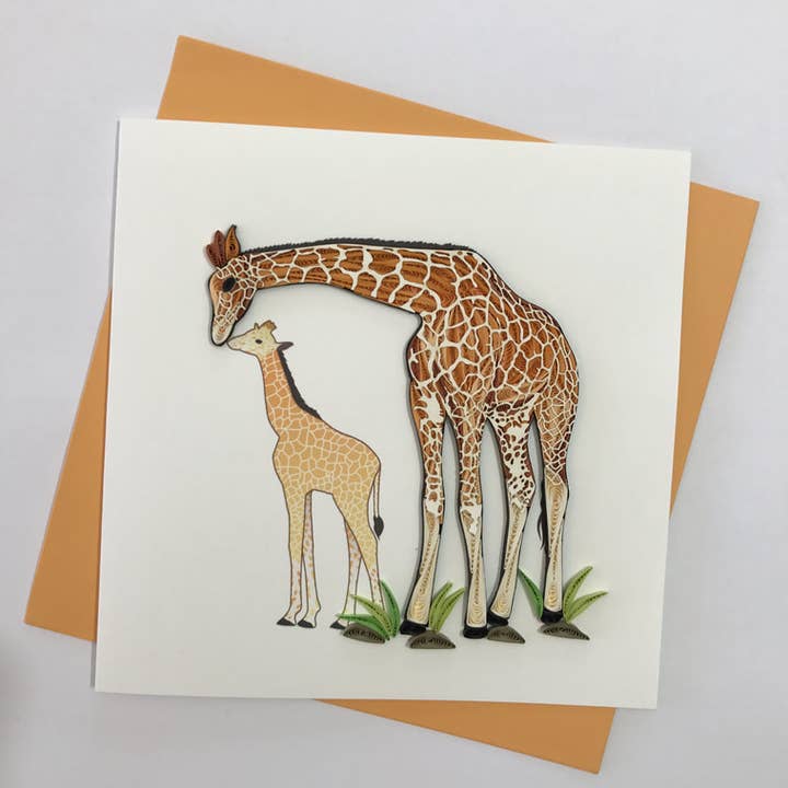 Mamma & Baby Girraffe Quilled Card för wholesale av Poppin Cards and Gifts