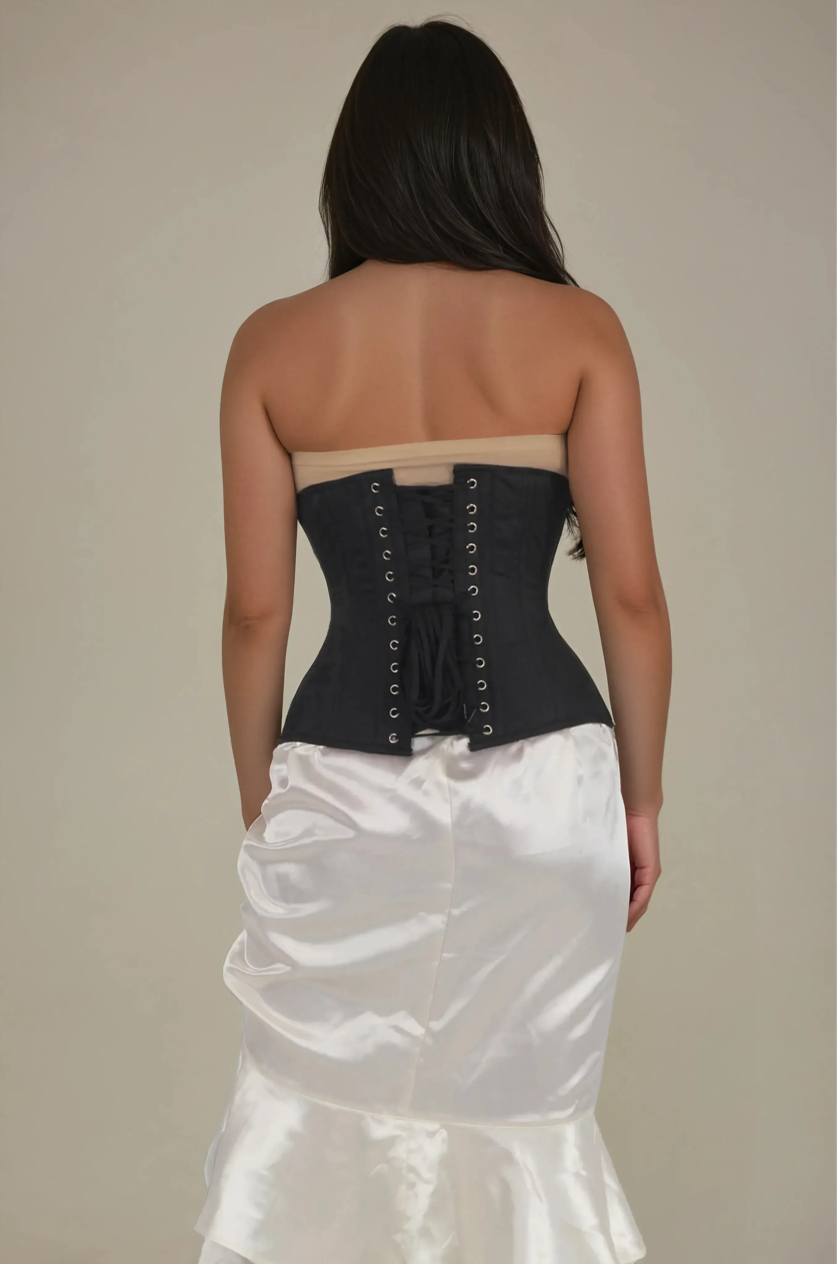 Emerie Waist Trainer Black Brocade Curvy Corset for wholesale on Faire3