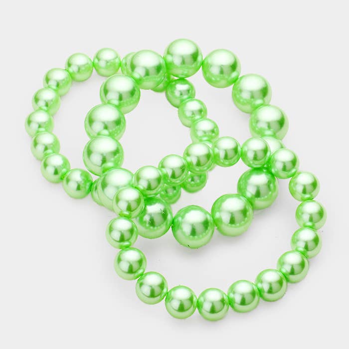 Sensibling Corp. – wholesale Beaded bracelet – 3PCS - Pearl Beaded Stretch Multi Layered Bracelets5