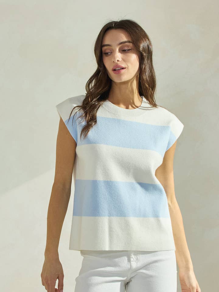Able - Wholesale Knit Top - Women's - Striped Sleeveless Knit Top