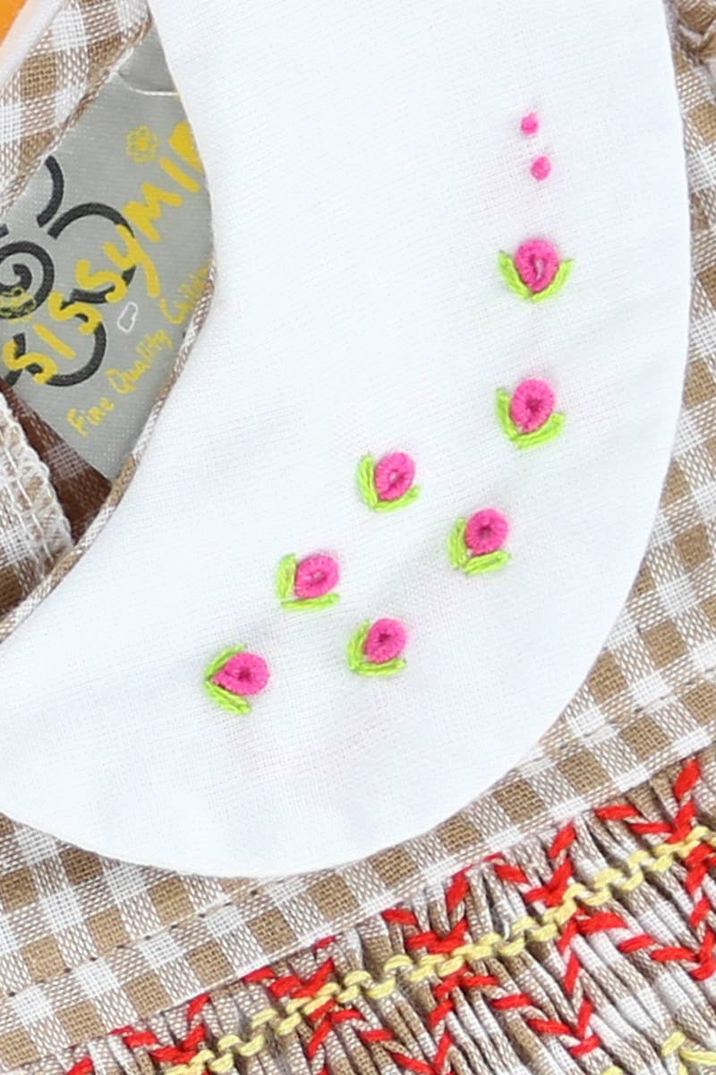 SISSYMINI - Vente Robe – bébé - Robe vichy brune smockée à la main pour bébés et tout-petits11