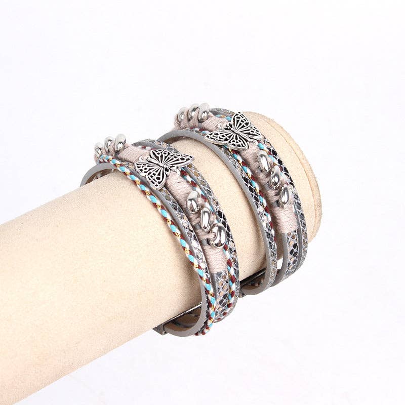 A  Butterfly Multi Layer Braided Bracelet S5P617 for wholesale on Faire5