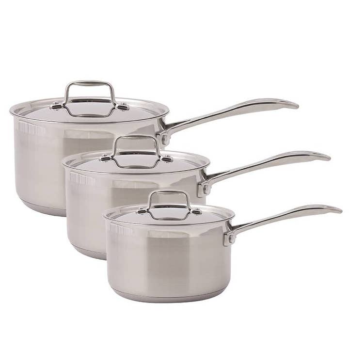 Supreme 3 Piece Stainless Steel Saucepan Set for wholesale by Dexam UK
