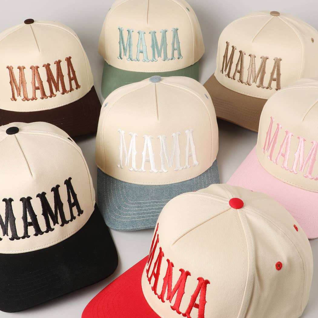 Fashion City - Wholesale Baseball Cap - Women's - MAMA Typographic Design Embroidery Baseball Cap30