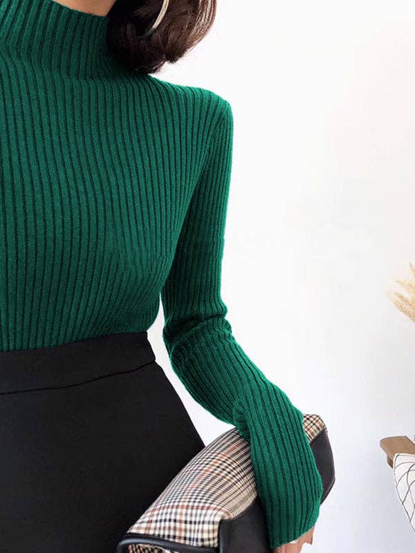 ShieldChic – Großhandel Strickpullover – Damen – 9 Farben Strickpullover mit geteiltem Gelenk und hohem Kragen6