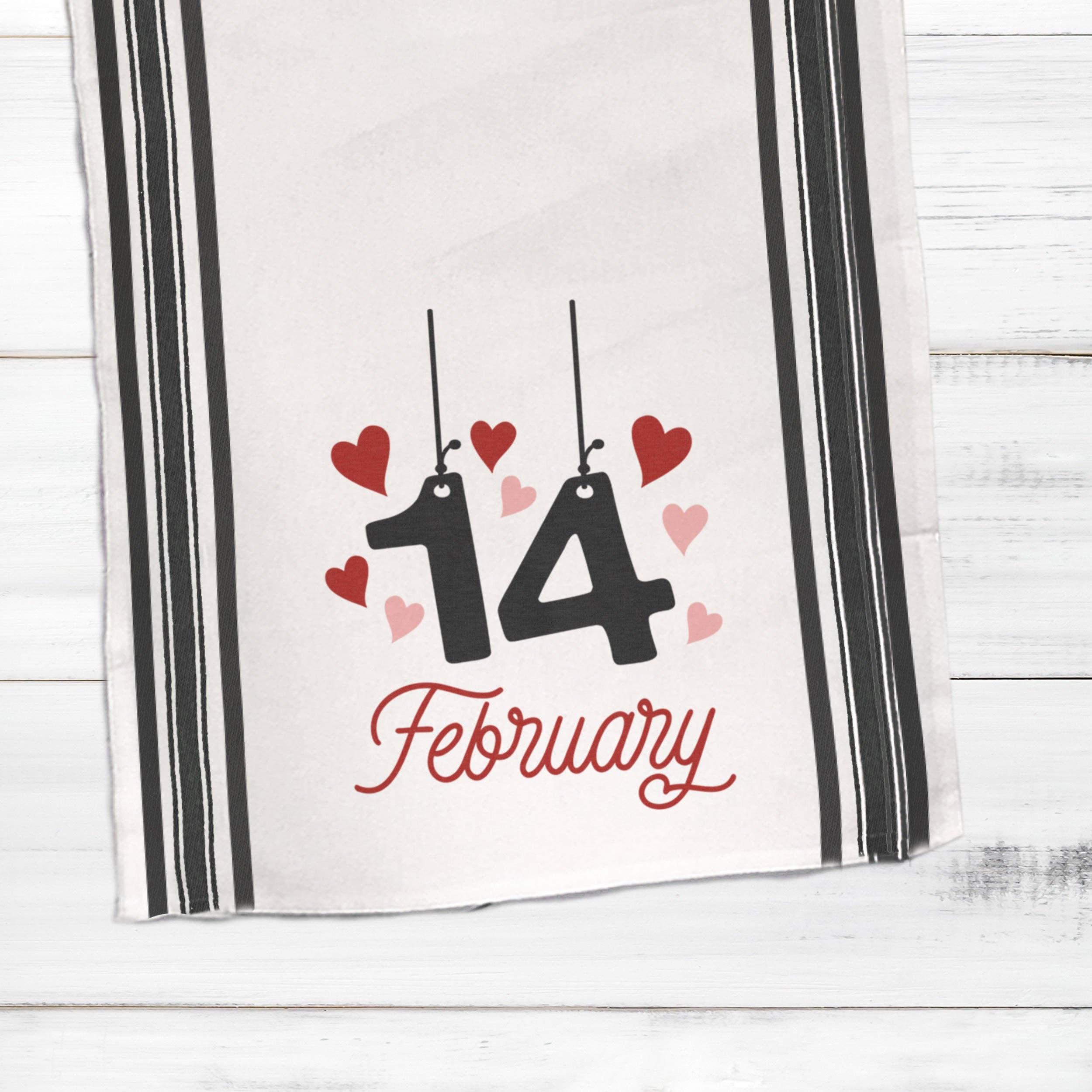 ZA Handmade Wholesale - Wholesale Tea Towel - Cotton striped Tea towel | February 14th valentine's day tea towel | Valentines Day dish towel | hearts tea towel1