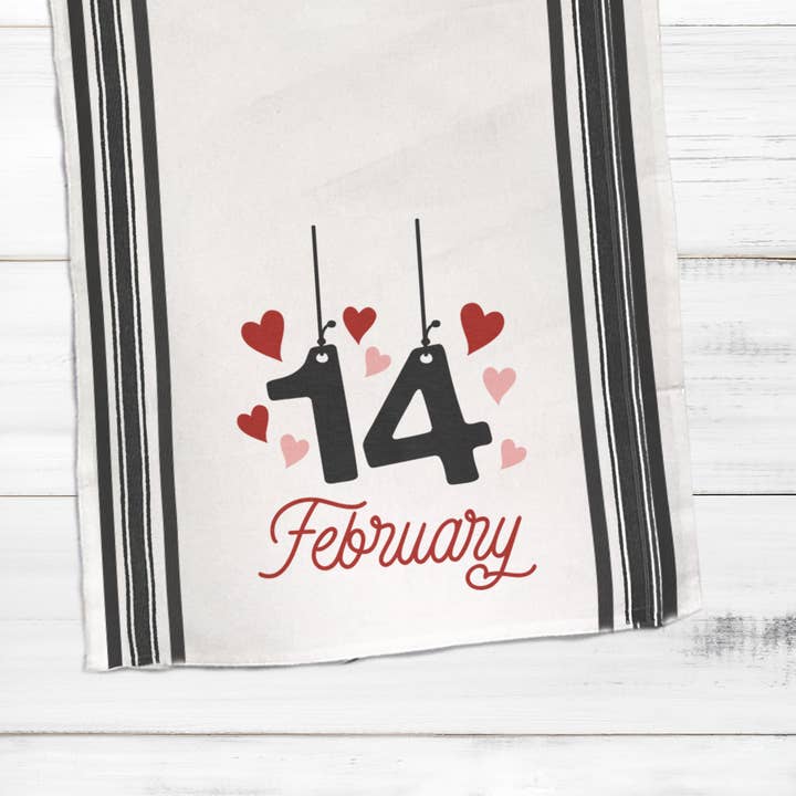 ZA Handmade Wholesale - Wholesale Tea Towel - Cotton striped Tea towel | February 14th valentine's day tea towel | Valentines Day dish towel | hearts tea towel1