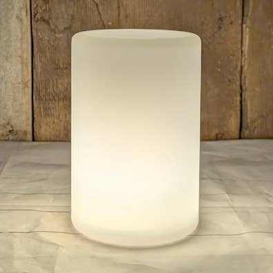 White LED Flame Illusion Pillar 6"x4" for wholesale by A.T. Imports