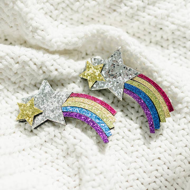 Glitter Shimmer Shooting Star Summer Hair Clip for wholesale by Golden Dot Lane