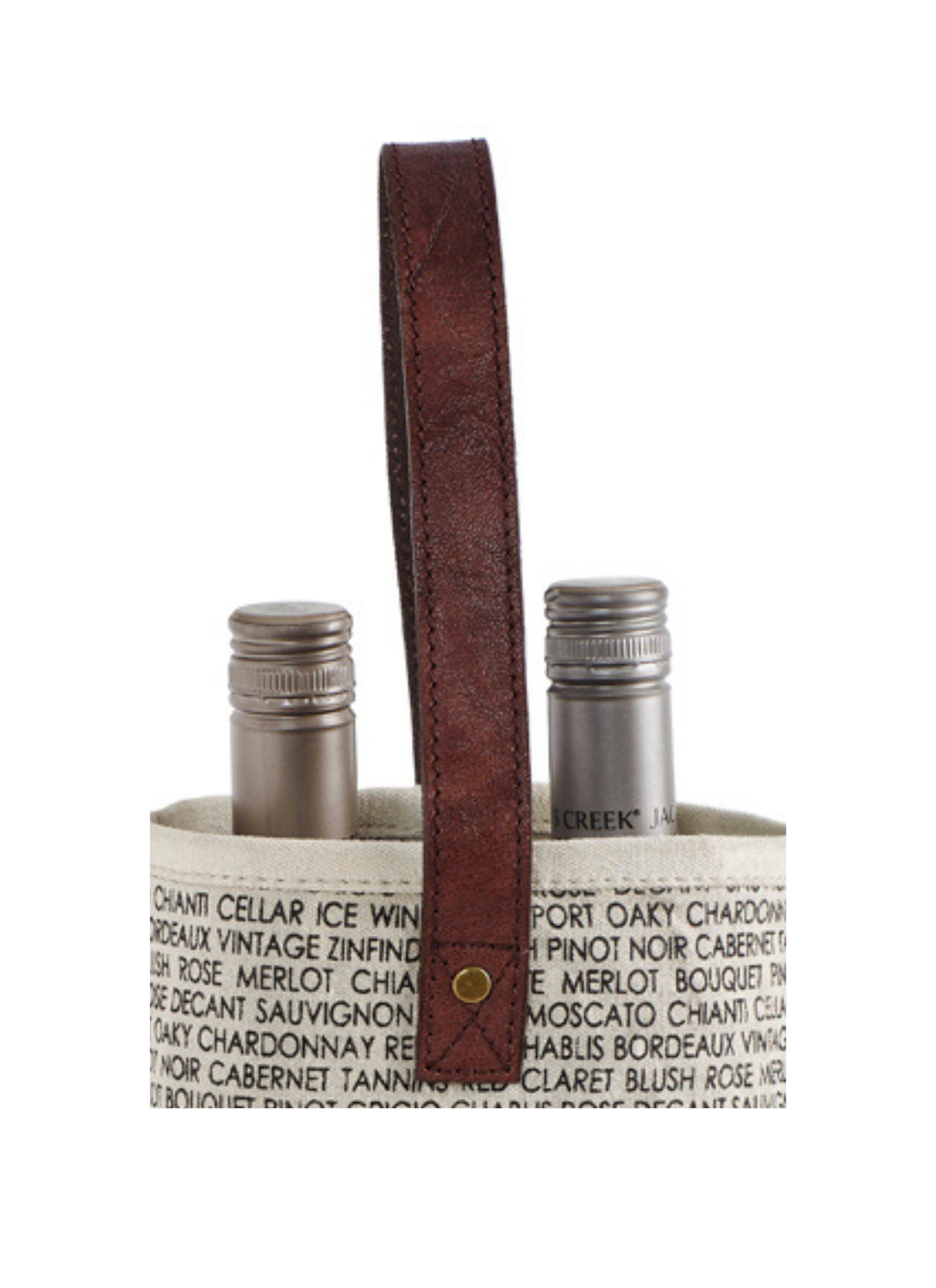 Mona B. - Wholesale Wine Tote - Wine Snob Up-Cycled Canvas Double Wine Bag M-51191