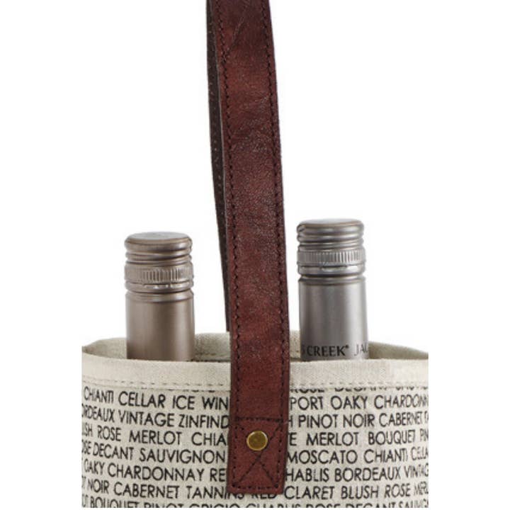 Mona B. - Wholesale Wine Tote - Wine Snob Up-Cycled Canvas Double Wine Bag M-51191