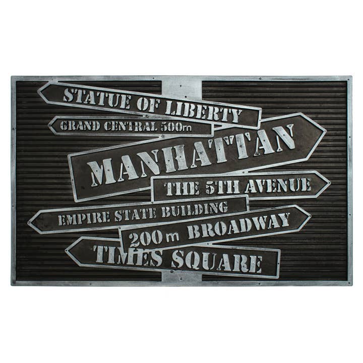RugSmith Moulded NYC Signs Rubber Coir Doormat, 18" x 30" for wholesale by RugSmith