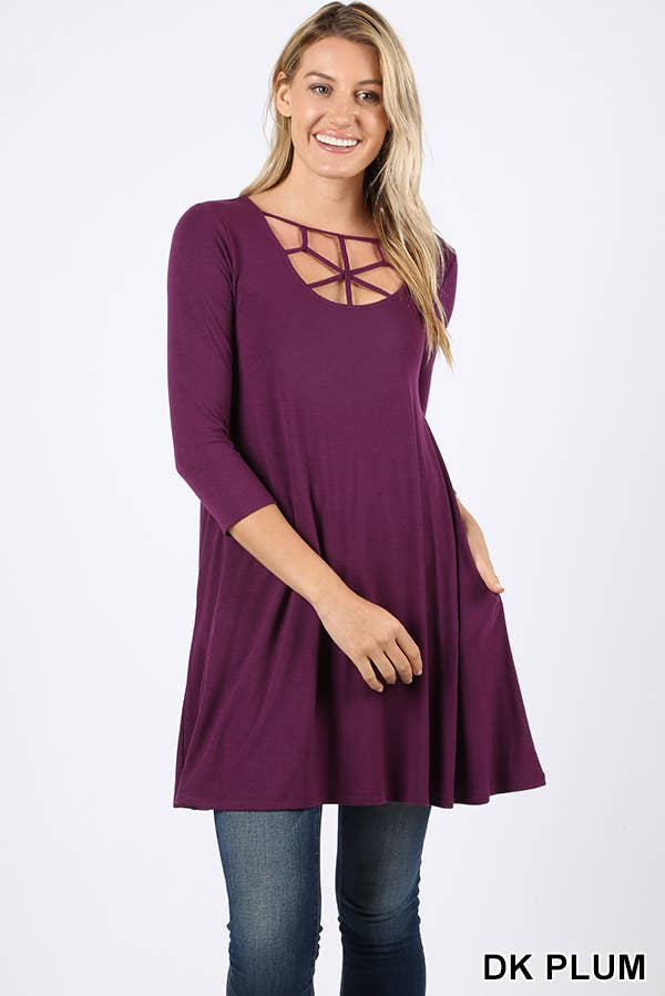 42POPS - Vente Tunique – femme - Tunique à manches 3/4 avec détail croisé et poches2