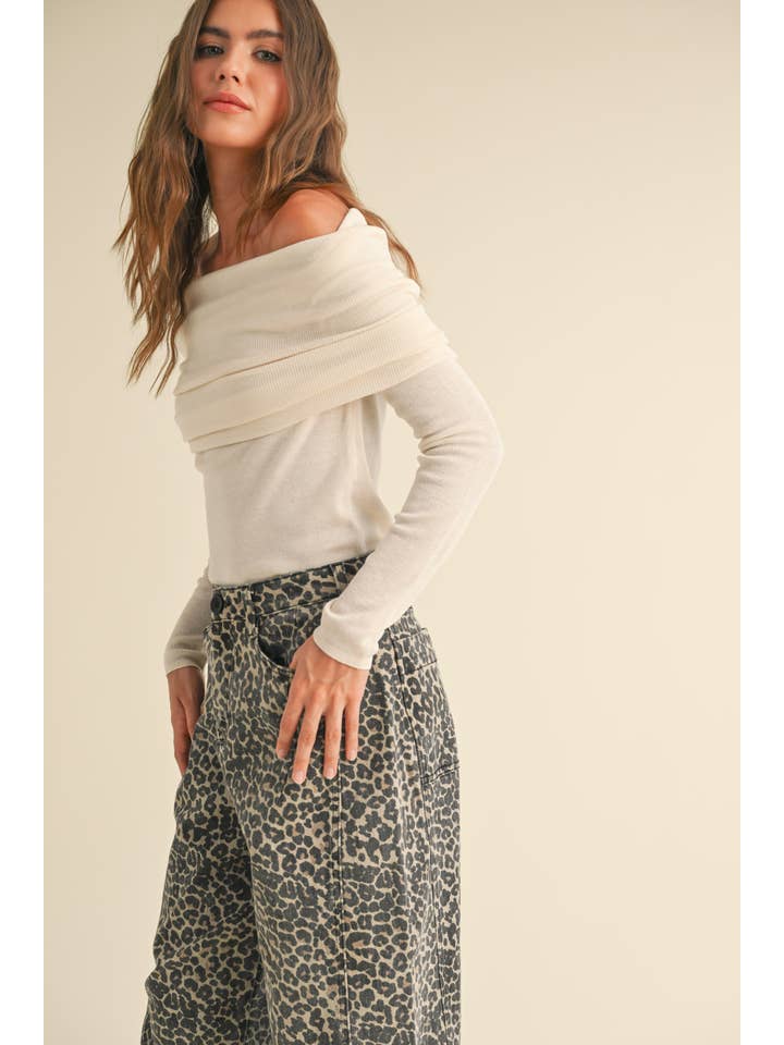 MIOU MUSE - Wholesale Knit Sweater - Women's - T3892 OFF SHOULDER SWEATER TOP