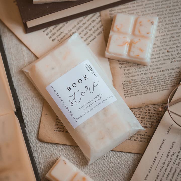Meleri and Maple Co – wholesale Wax melt – Bookstore Scented Snap Bar Wax Melt0