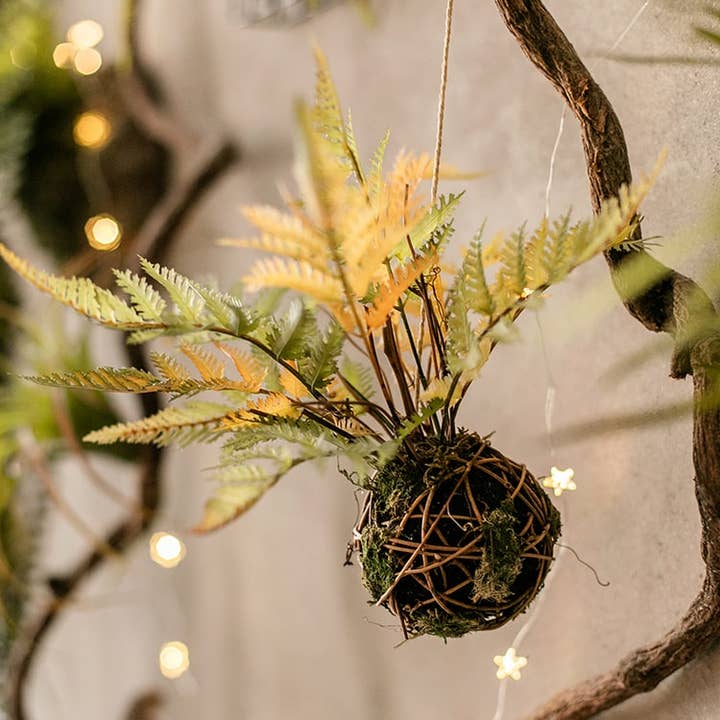 Autumn Color Artificial Fern Ball Plant for wholesale by Rustic Reach