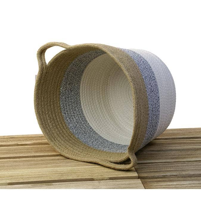Buhi Imports - Vente Bacs de rangement - Récipient en tissu rond de 12 pouces1